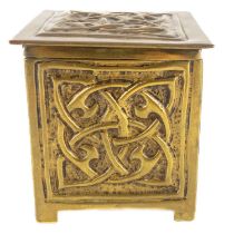 An Arts and Crafts brass trinket box.