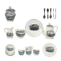 A Victorian bone china child's part tea set.
