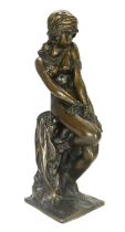 An early 20th century bronze figure of Angelica chained to the rock.