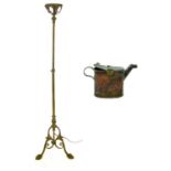 A Victorian brass oil telescopic standard lamp converted to electricity.