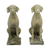 A pair of reconstituted stone Labradors