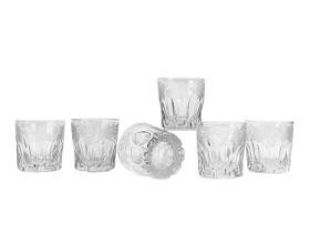 A set of six late Victorian engraved Last Drop glass tumblers.
