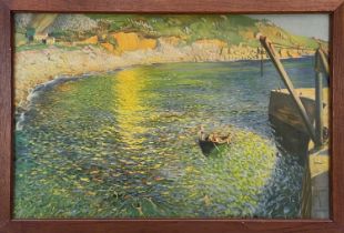 A coloured print of Lamorna harbour, after Laura Knight.