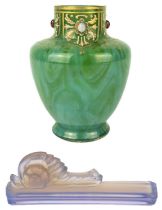 A Sabino Art Deco opalescent glass snail knife rest.