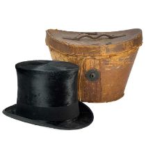 An early 20th century moleskin plush silk top hat by Henry Heath.
