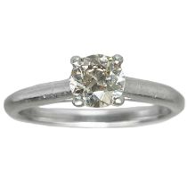 A platinum 0.75ct (estimated) champagne diamond solitaire ring.