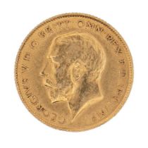 A 1913 half sovereign gold coin.