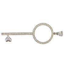 A contemporary 14ct white gold diamond pave set key pendant by Amoro.