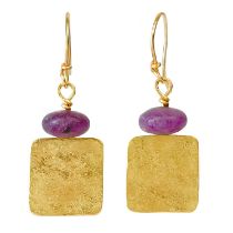 A pair of Duibhne Gough 18ct gold and amethyst bead earrings.