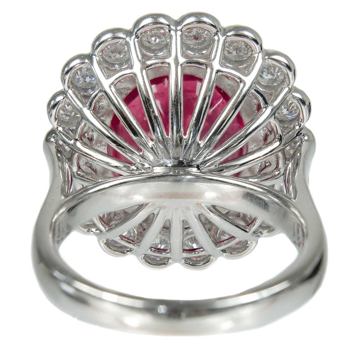 An impressive 18ct white gold, 14.5ct (approx) ruby and diamond cluster dress ring. - Image 4 of 8