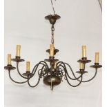 A gilt metal Dutch style 8 light electrolier 34cm x 72cm