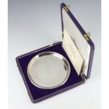 A presentation circular card tray, Birmingham 1971, 20.5cm, 278 grams, no. 635 of 3500, cased