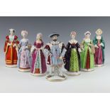 A set of Sitsendforf figures - Henry VIII and his six wives 19cm