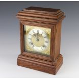 An Ansonia striking mantel clock with 17cm gilt dial, silvered chapter ring and Roman numerals,