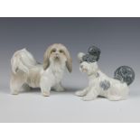 A Lladro figure of a Terrier 14cm, a standing ditto 14cm