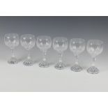 A set of 6 Baccarat Massena pattern small wine glasses 16cm, boxed