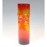 An orange Studio glass vase with dimpled decoration 40cm Chips to the base