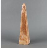 A pink veined marble obelisk 40cm x 9cm x 7cm This obelisk has some damage and repair to the top and