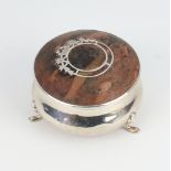 A silver and mother of pearl circular trinket box Birmingham 1919 6cm (no interior)