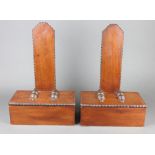 In the manner of Gillows, a pair of 19th Century rectangular mahogany plate stands with bead work