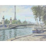 Macdonald Bruce, oil on board signed, "The River Seine" 23cm x 31cm