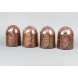 Two pairs of carved wooden bookends decorated Arms of St Leonards School and St Andrew Fife 17cm h