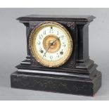 An Ansonia American 19th Century 8 day striking mantel clock with enamelled dial and Arabic numerals