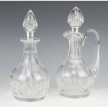 A cut glass mallet decanter and stopper 26cm, ditto ewer by Stuart 26cm