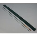 A Bob Church Hexweave Pitsford Mark 2, 9' two piece fly fishing rod, in green cloth bag