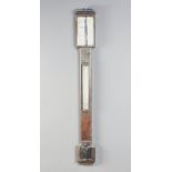 T H Doublet of 4 City Road, London, a 19th Century mercury stick barometer and thermometer in a