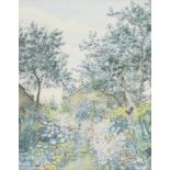 C A Bridley, watercolour drawing, cottage garden, signed and dated 1920 to bottom left hand