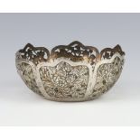 A Chinese pierced silver bowl decorated with chrysanthemum