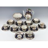 A 19th Century Worcester style coffee set comprising coffee pot, 5 coffee cans, 6 saucers, 5 tea