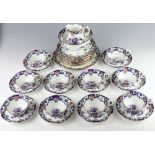 A 34 piece Aynsley Yarrow pattern tea service comprising 2 large circular plates (cracked), 10 tea