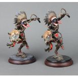 After R J Murphy, a pair of bronze cold painted figures - Spirit of Thunderbird, by Franklin Mint,