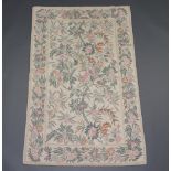 A Kashmiri white and floral patterned panel 165cm x 103cm