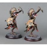 After R J Murphy, a pair of bronze cold painted figures - Spirit of Thunderbird, by Franklin Mint,