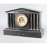 An Ansonia American 19th Century 8 day mantel clock with enamelled dial, Roman numerals and