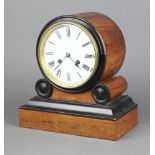 J Marti, a 19th Century French 8 day striking mantel clock with 13cm enamelled dial, Roman numerals,