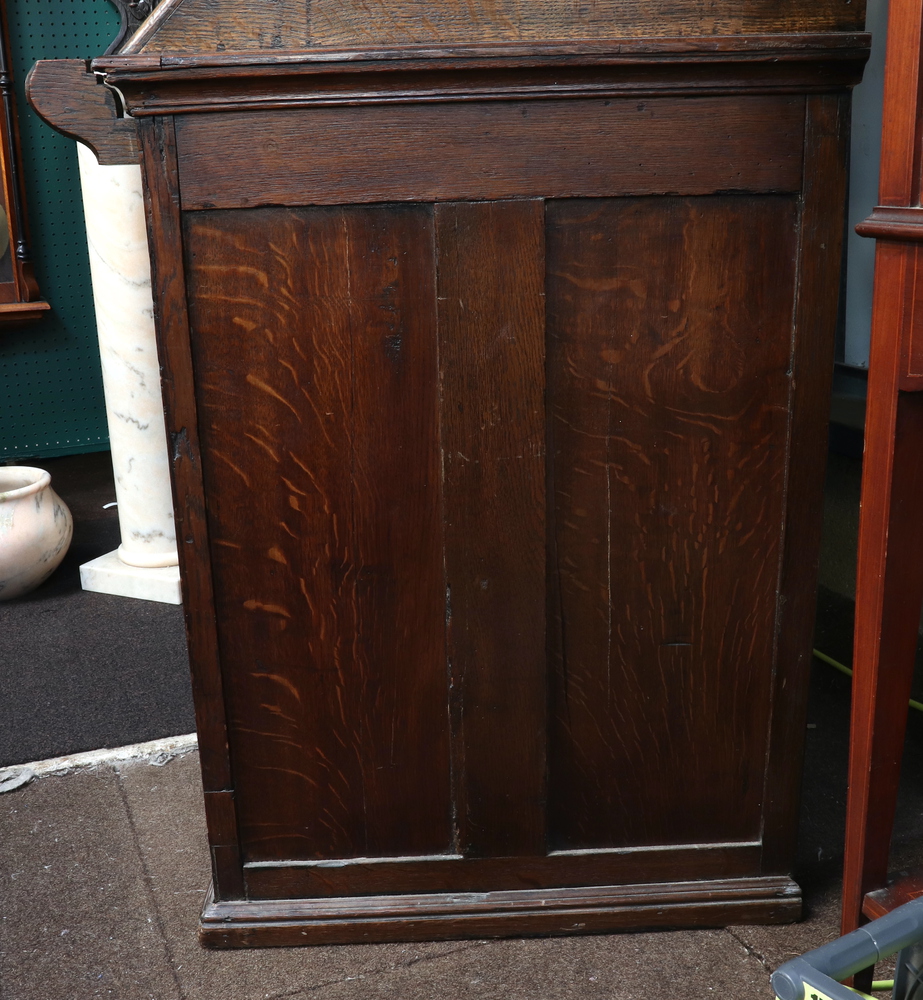 A 19th Century oak bureau bookcase the later associated top fitted shelves enclosed by astragal - Image 6 of 6