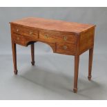 A 19th Century mahogany inlaid and crossbanded mahogany bow front sideboard fitted 2 long and 2