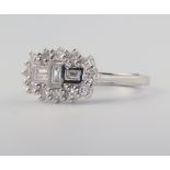 An 18ct white gold Edwardian style diamond cluster ring, approx. 0.5ct, 4.9 grams, size L