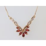 A 9ct yellow gold gem set necklace 40cm 4.9grams