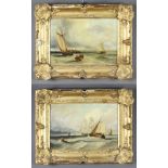 A pair of 19th Century oils on board unsigned, maritime studies, 19cm x 28cm