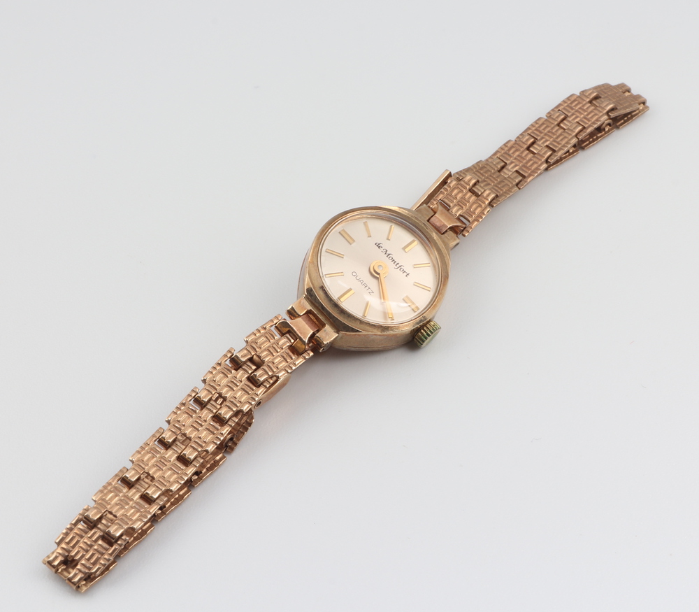 A lady's 9ct yellow gold de Montfort wristwatch, 9 grams gross - Image 2 of 2