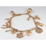 A 9ct yellow gold charm bracelet 20cm, 20 grams