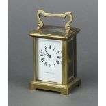 A 19th Century French 8 day carriage timepiece, the 5cm dial with Roman numerals marked Depree and