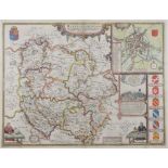 John Speede (17th century) a map of Herefordshire with coloured vignettes and borders 40cm x 53cm