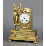 An Empire musical mantel clock striking on 2 bells with silk suspension, in the form of a