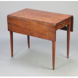 A 19th Century mahogany Pembroke table fitted a drawer, raised on square tapered supports 72cm h x